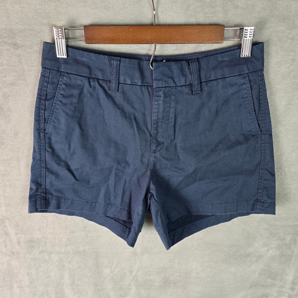 Quince Womens Navy Blue Chino Shorts Size 2 Solid Cotton Blend Mid Rise Casual